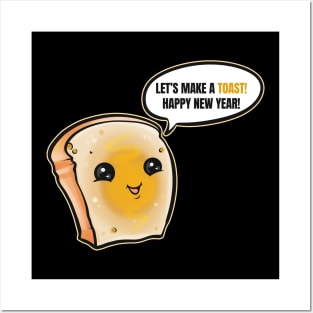 Slice of Bread Making A Toast For A Happy New Year Posters and Art